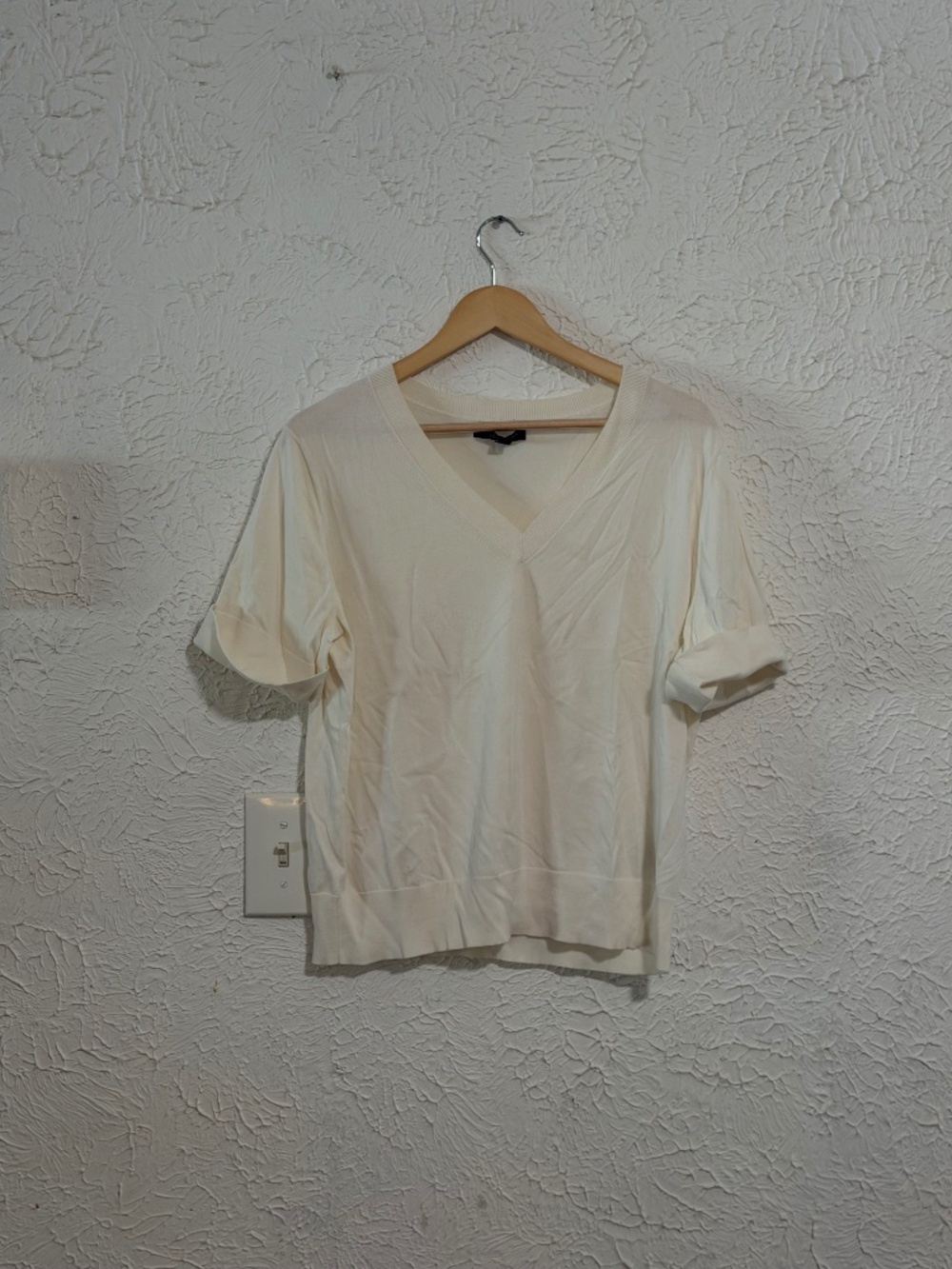 Banana Republic Women’s Cream Short Sleeve Sweater Top Size Large